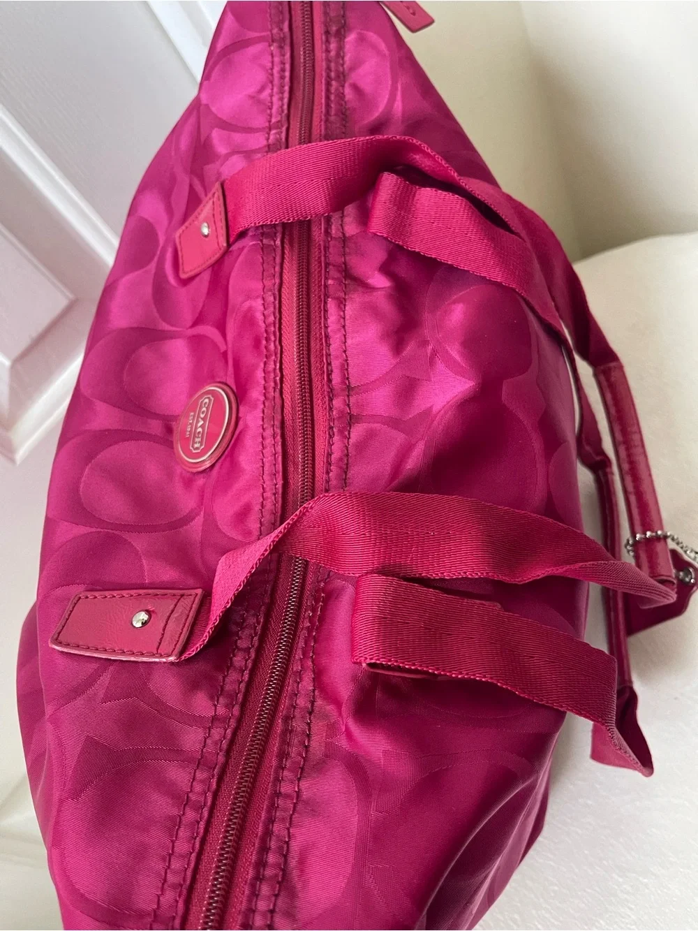 Coach Fuchsia Signature Nylon Getaway packable weekender Tote